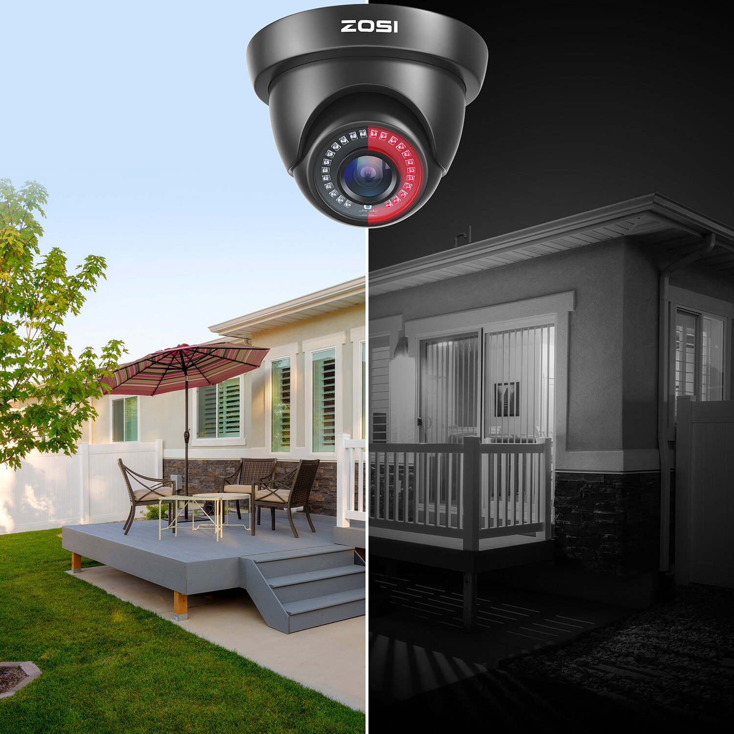 ZOSI 8CH 1080P Dome Security Camera System H.265+ 5MP Lite DVR NO HDD