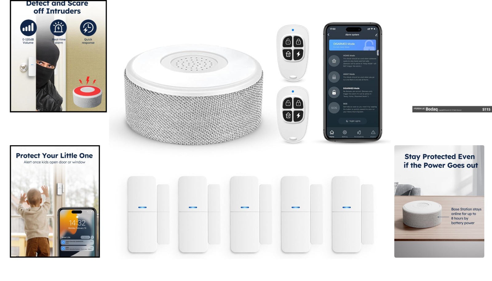 Affordable Wireless Smart Home Alarm System – 8-Piece Kit with Alexa Support