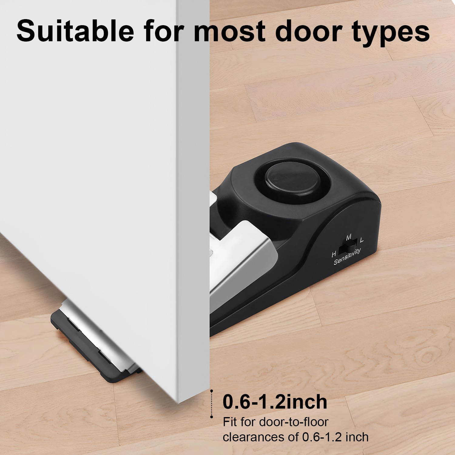 Wireless Door Stop Blocking Alarm Vibration Triggered Alert Security System