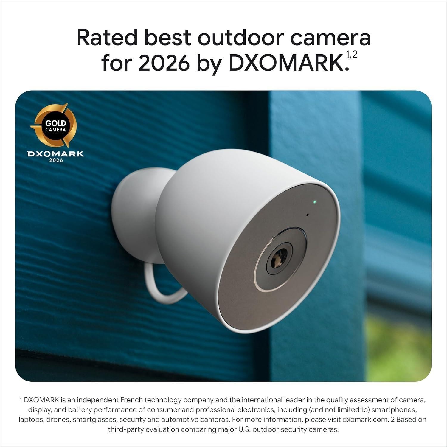 Google Nest Cam Outdoor Wired, 2nd Gen Outdoor Security Cam 2K Video Excellent