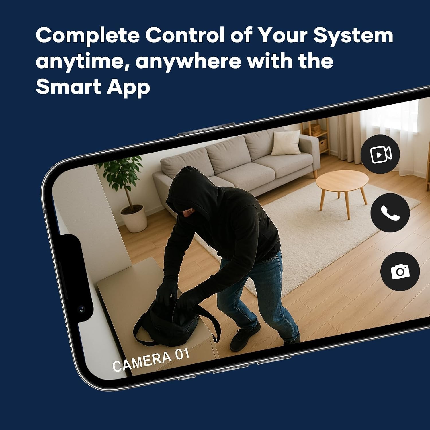 Home Security Alarm System Kit, DIY App Alerts, 15Pc