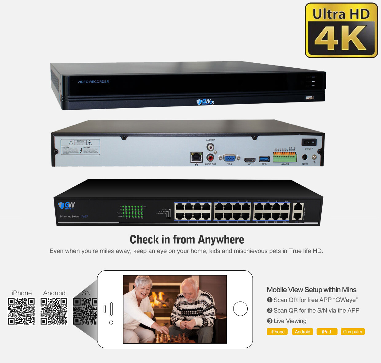 24 4K AI Smart Varifocal Camera 32CH PoE NVR Color Night Vision Security System