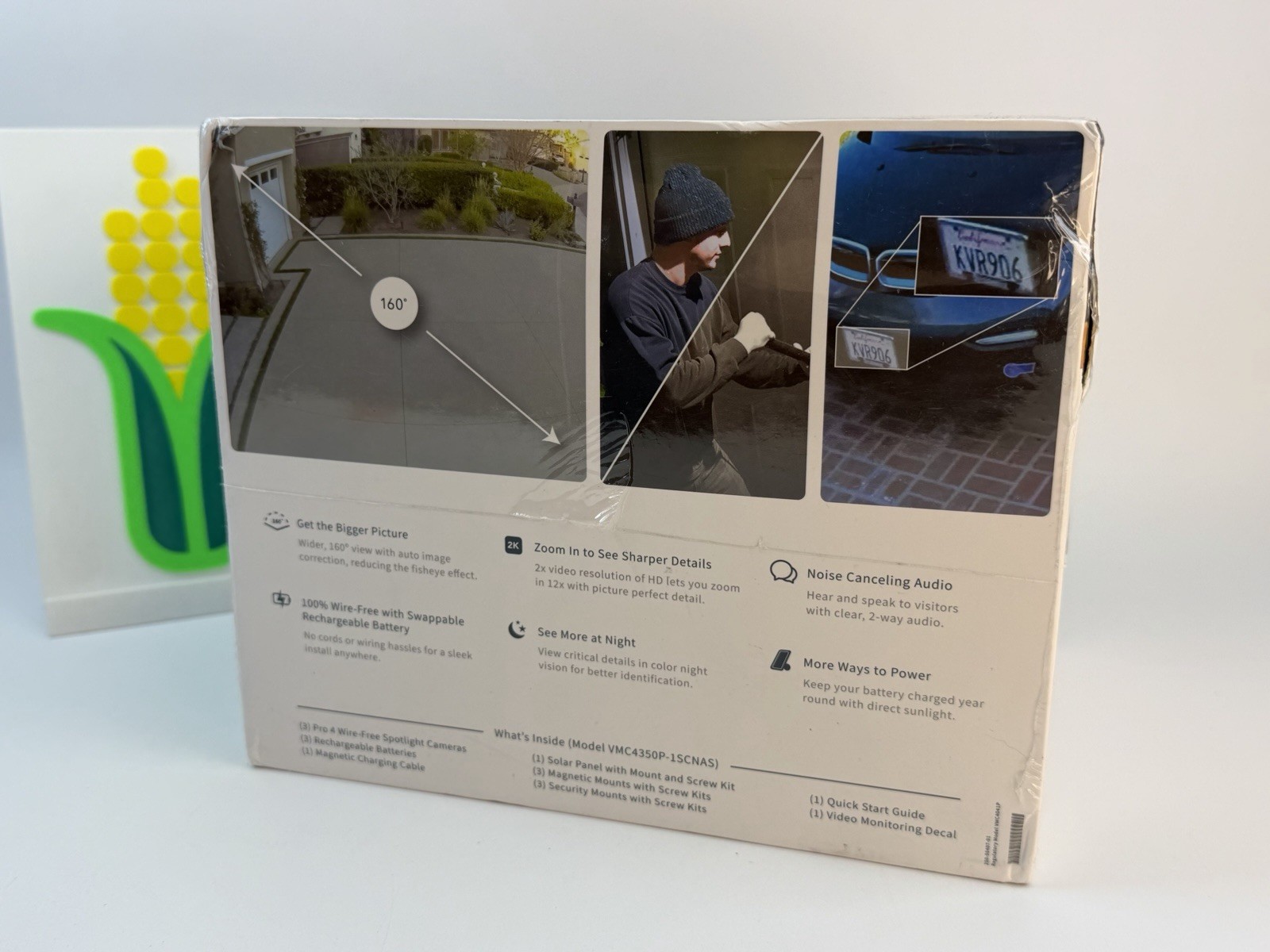 New! Arlo Pro 4 3-Cam Kit with Bonus Solar Panel – White – New
