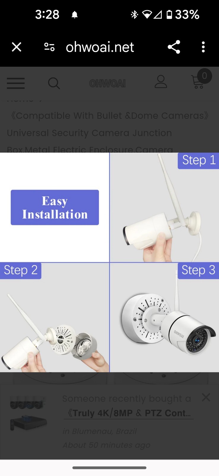 OHWOAI Camera mounting Junction box for OHWOAI Security Cameras Metal 3 Piece