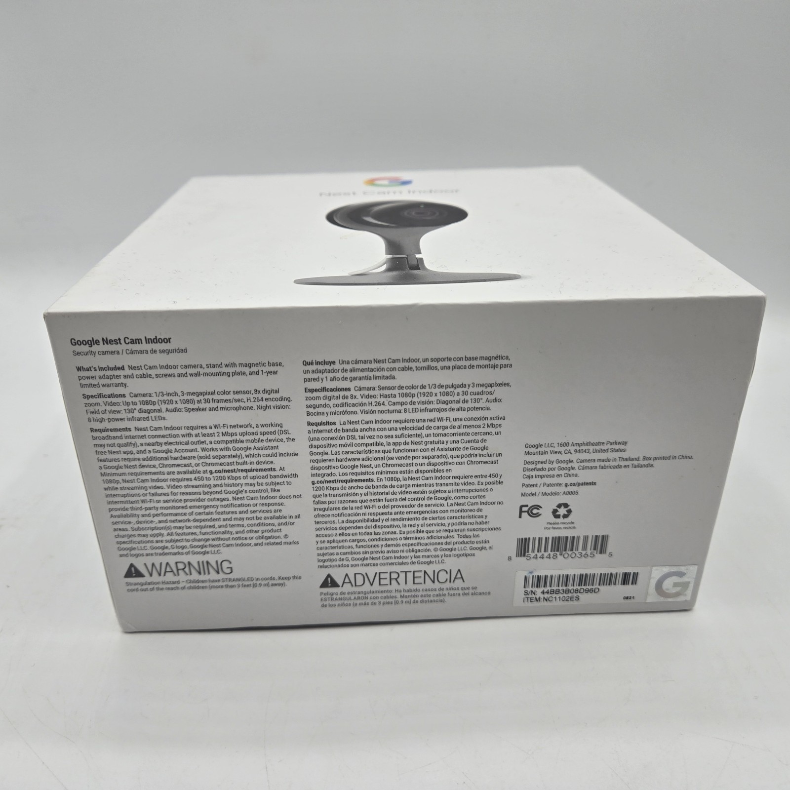 New Open Box Google Nest A0005 NC1102ES Cam Indoor Security Camera 1st Gen – NIB