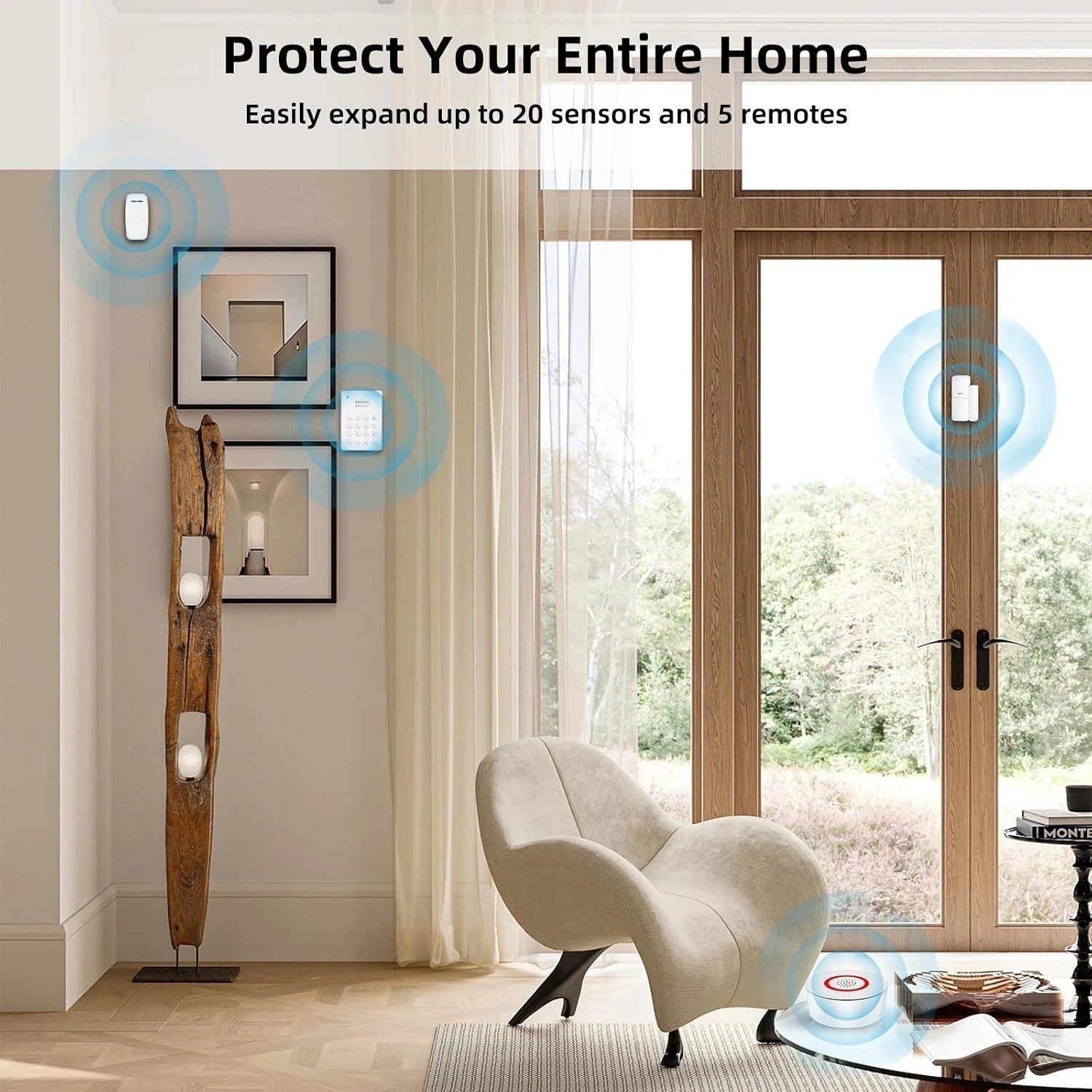 Wireless Alarm System 9 Piece Kit, WiFi Alarm System for Home Security with P…