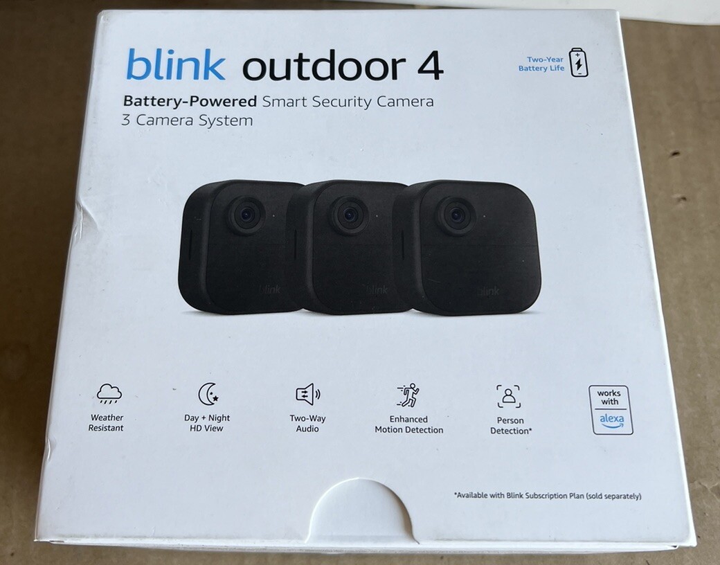 NEW SEALED Blink Outdoor 4 Wire-Free Smart Security 3 Camera System Kit 4th Gen