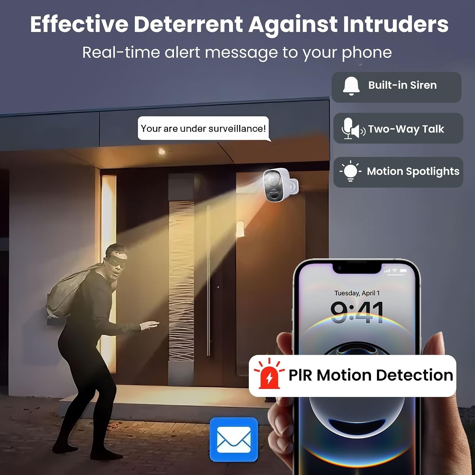 HITELLARCAM 2K Wireless Security Camera, Free Cloud Storage, AI Detection