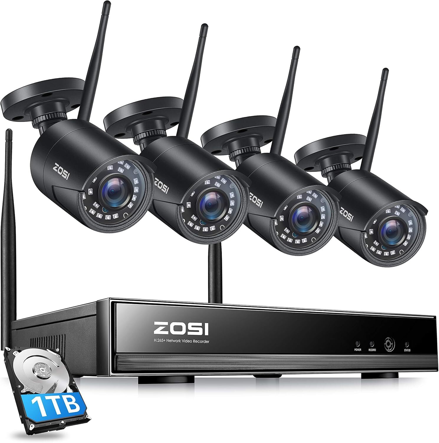 ZOSI 8CH 2K NVR Wireless System Night Vision Security Plug-in Camera 24/7 Record