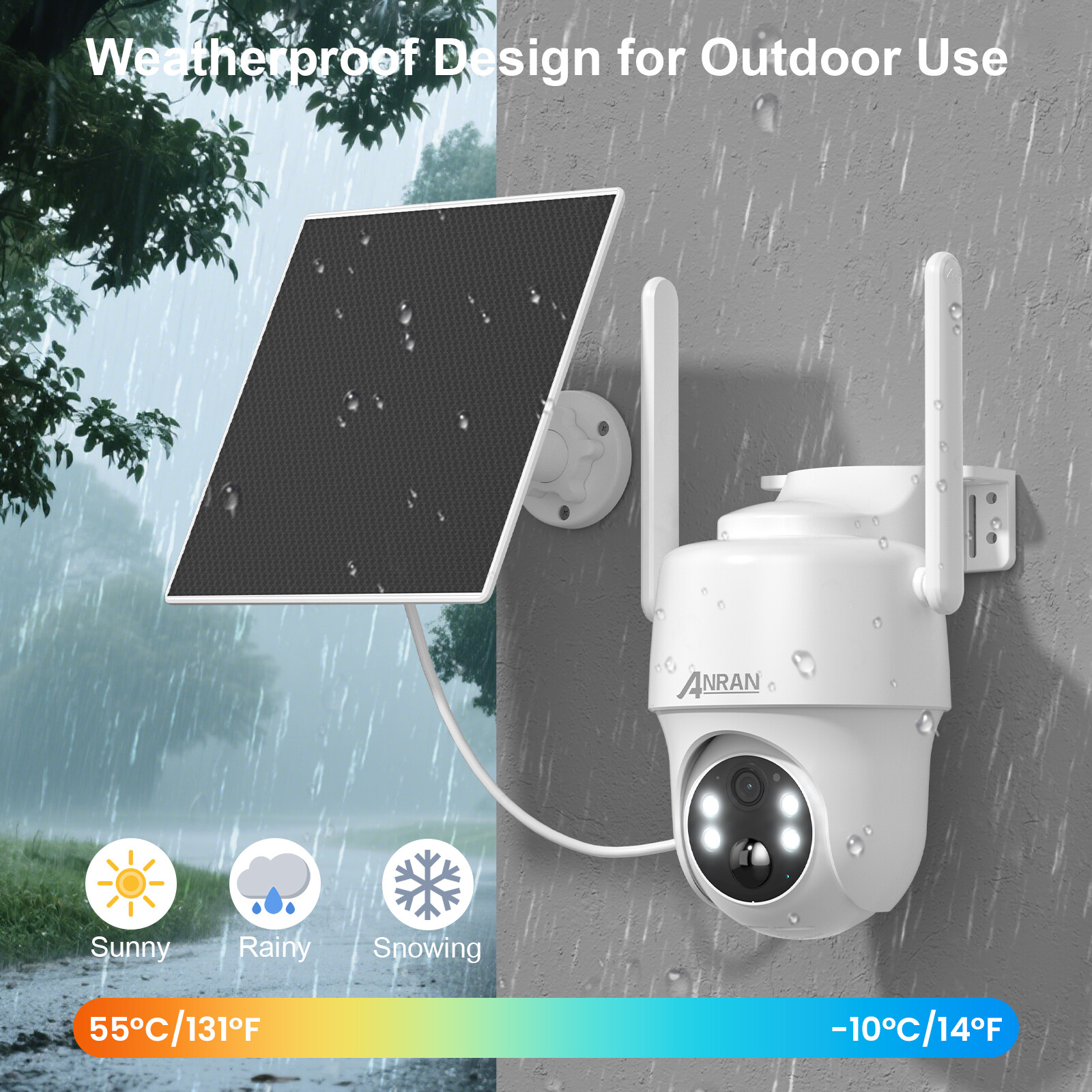 ANRAN Outdoor Wireless 4G LTE Cellular Security Camera Solar Powered Smart Home