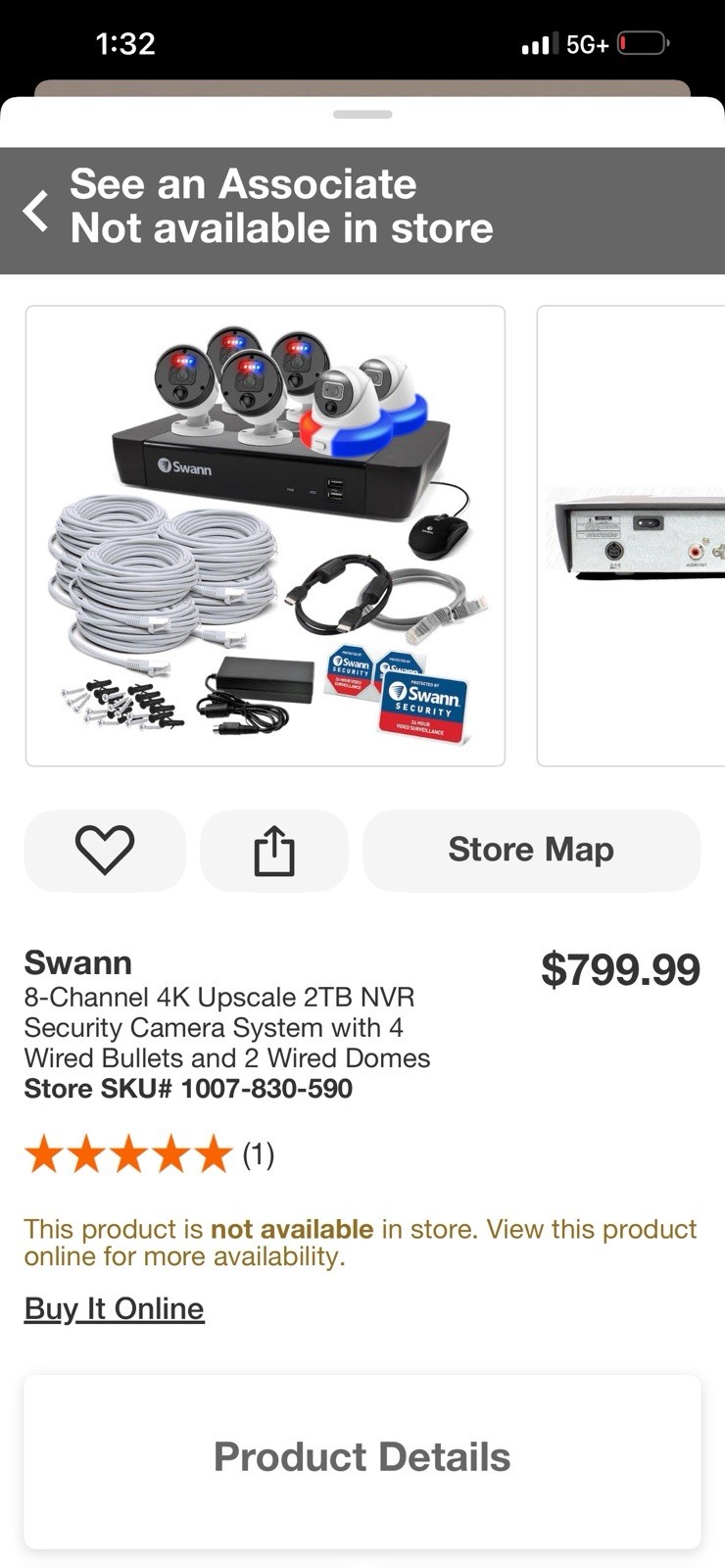 Swann Wired 8-Channel 4K 2TB NVR Security System 6-Cam Night Vision I/O
