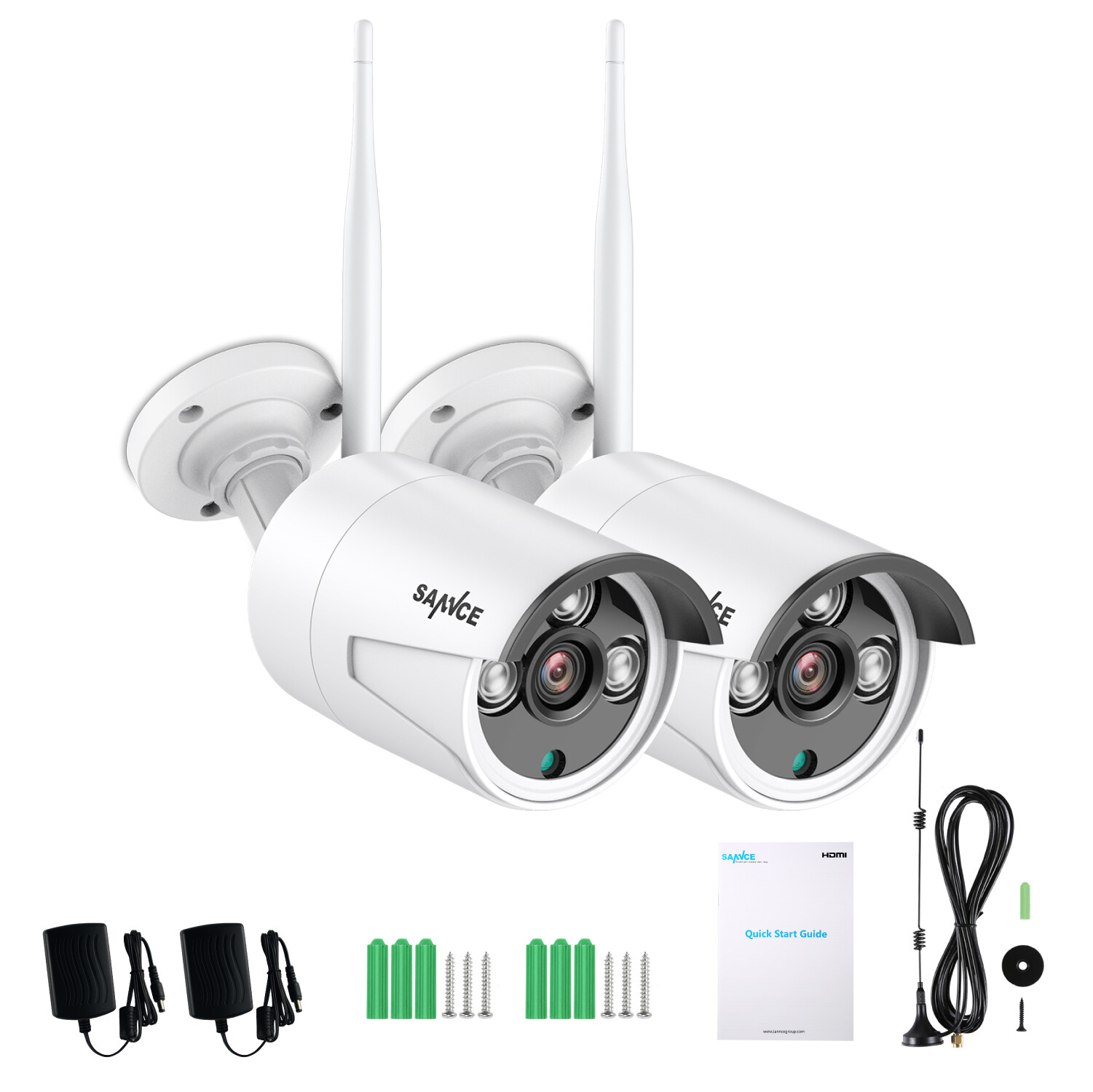 SANNCE 2x Wireless 3MP Outdoor Security IP Camera Two Way Audio for N48WHE NVR