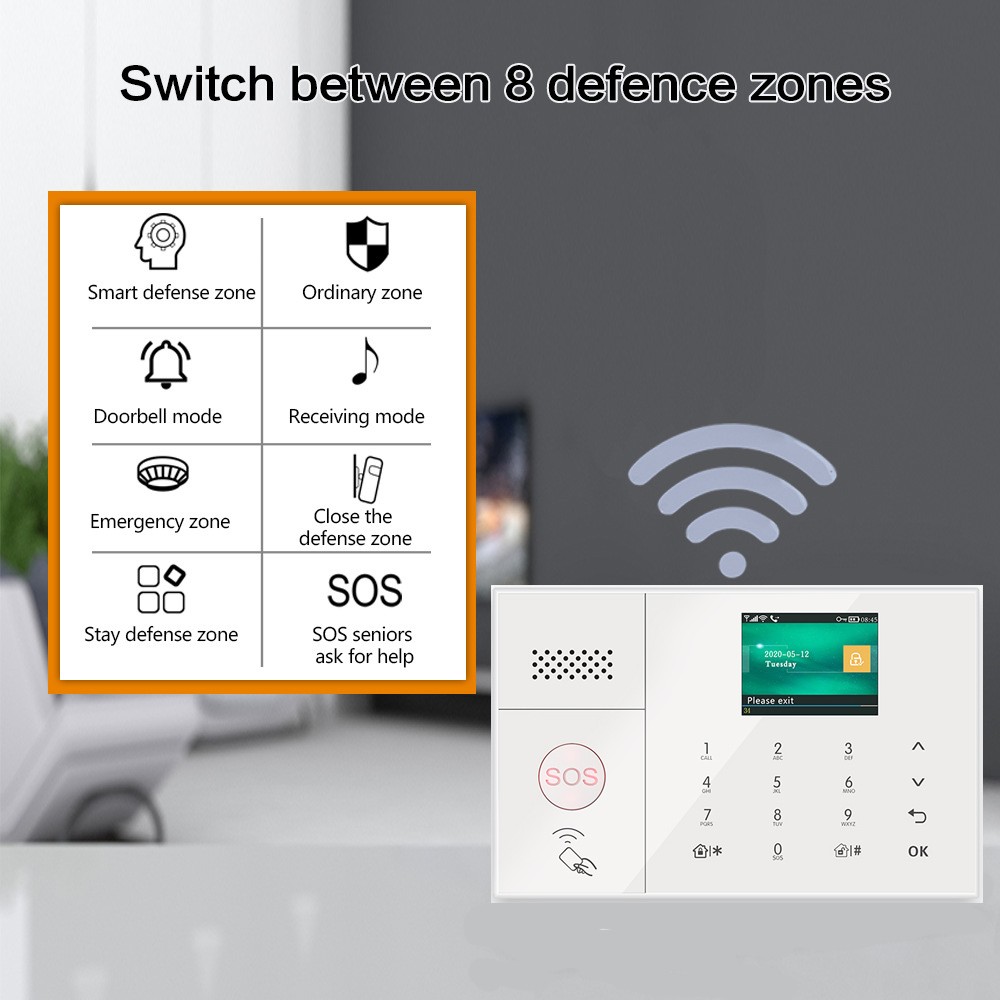 V10 4G/3G/GSM+WiFi IP Tuya APP Wireless Home Security Alarm Burglar Alert System