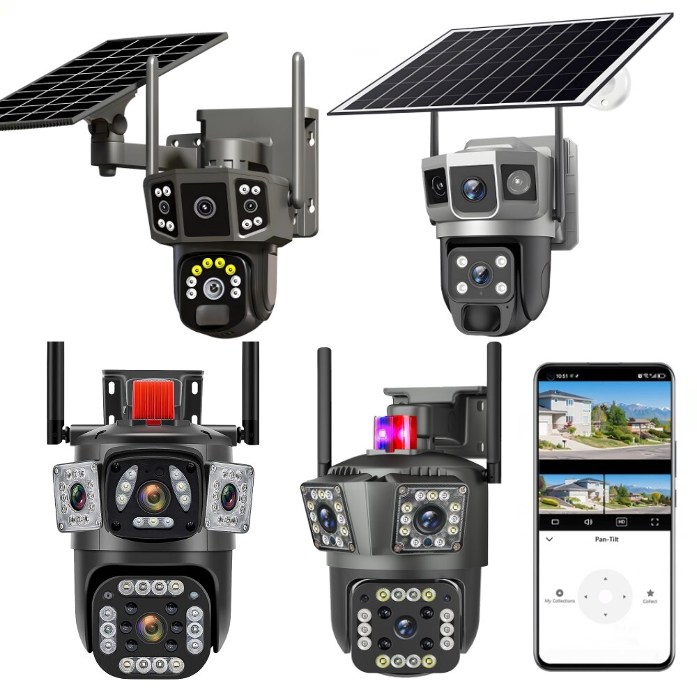 9MP 4K Wireless Solar Camera Outdoor Dual Lens WiFi 1080P IP CCTV Security PlR