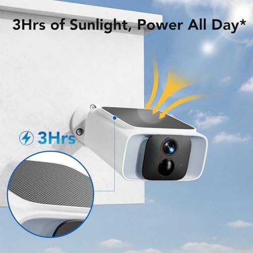 Solar Security Camera Outdoor, 2.4 & 5GHz WiFi Outdoor Security Camera 4MP