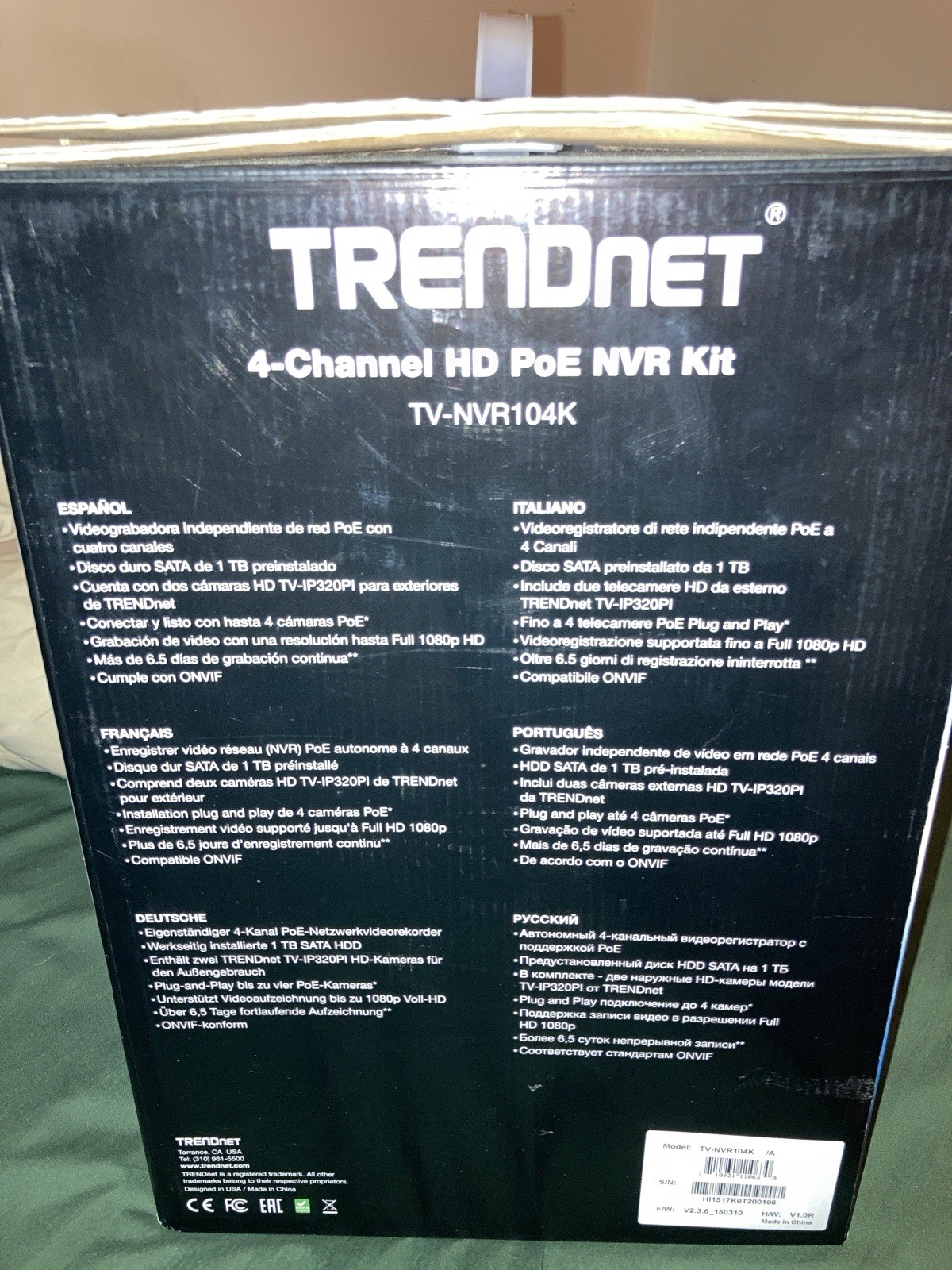 TRENDnet Standalone 4-Channel PoE Full HD Network Video Recorder Kit TV-NVR104K
