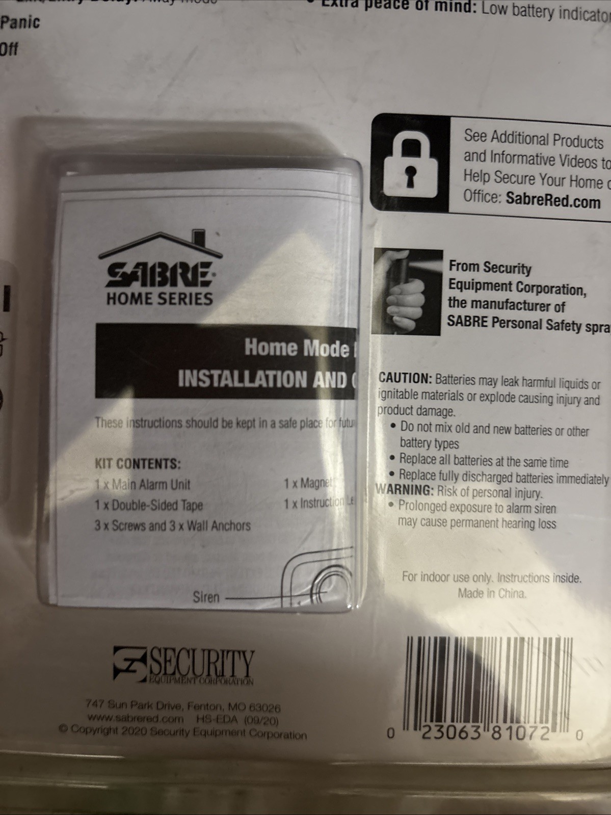SABRE ELITE DOOR ALARM Front Back Doors Garage Shed Security Safety HS-EDA