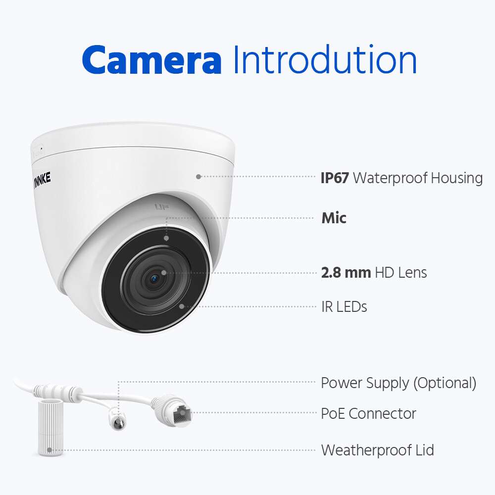 ANNKE 5MP PoE Security Camera C500 Audio Recording Outdoor Human Detection IP67