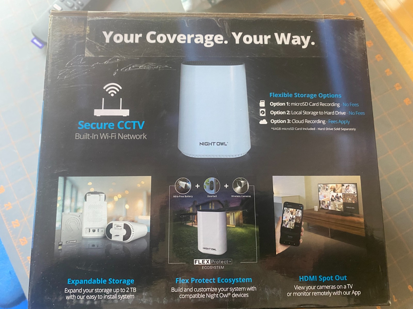 Night Owl 2K 64GB Hub Recorder Security System w/ 3 Battery Solar Cameras