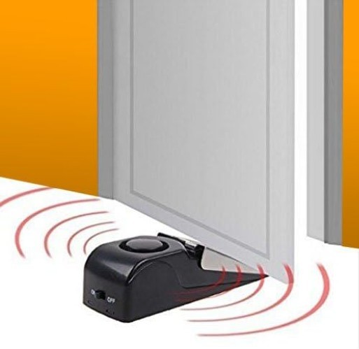 Black Door Stop Alarm with Loud 120dB Siren – Battery Powered Safety Device