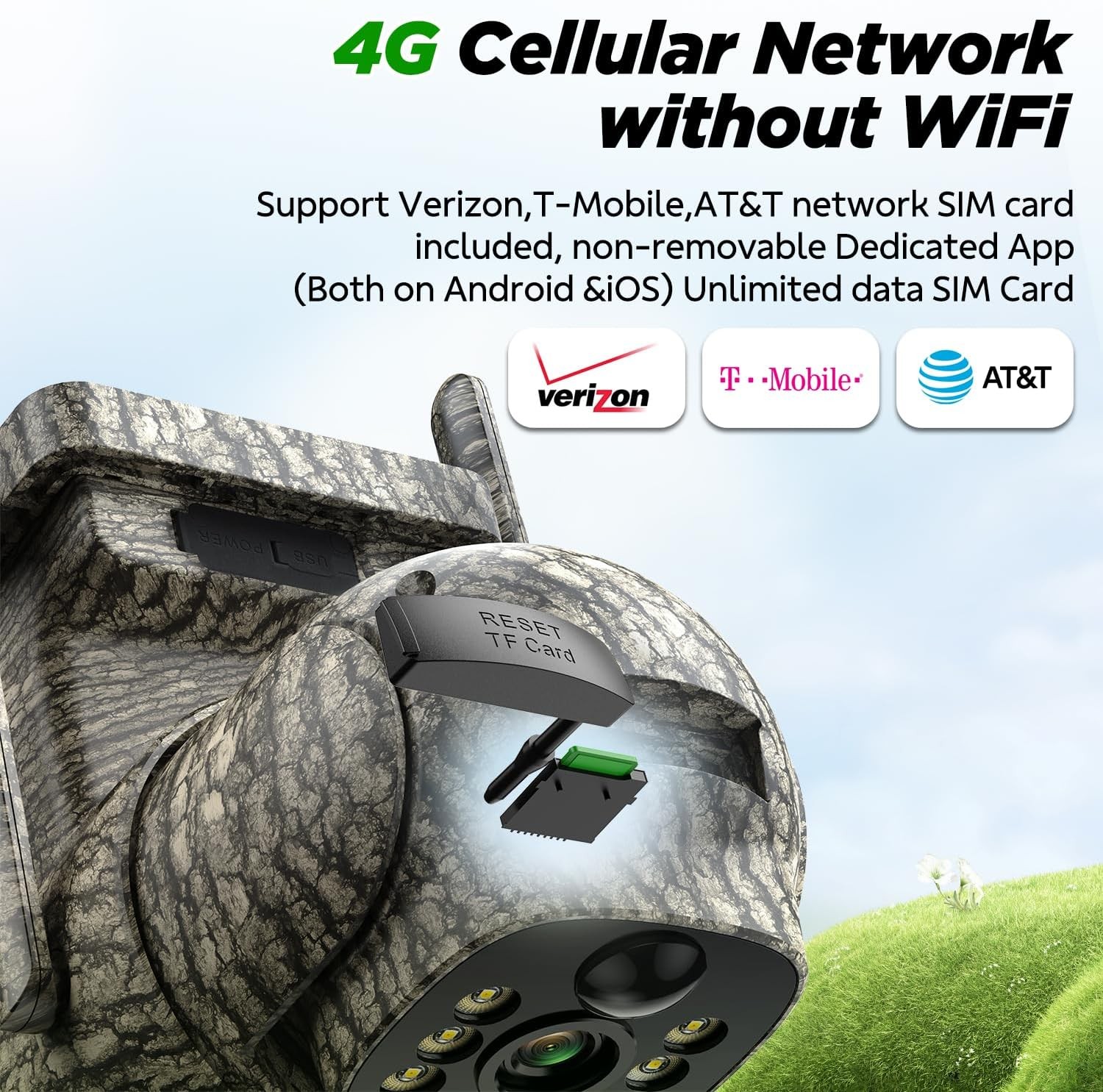 Solar Wireless Battery Trail Camera with 360° View Motion Activated Wildlife Cam
