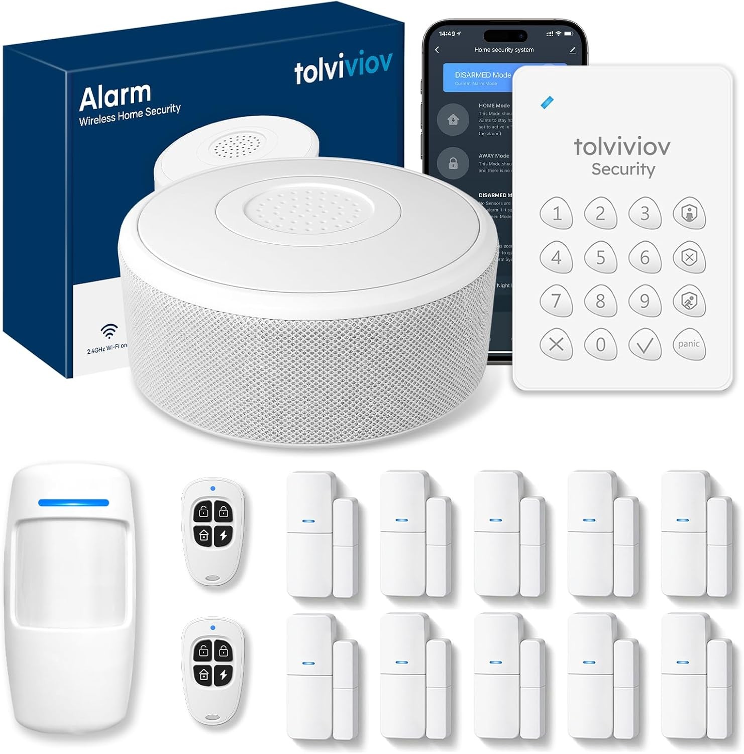 Wireless Door Alarm System 15 Pcs Tolviviov App Remote Control