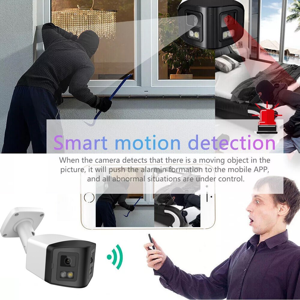 Vikylin 8CH NVR 4MP POE 180° Dual Lens Security IP Camera System 2 Way Audio Lot