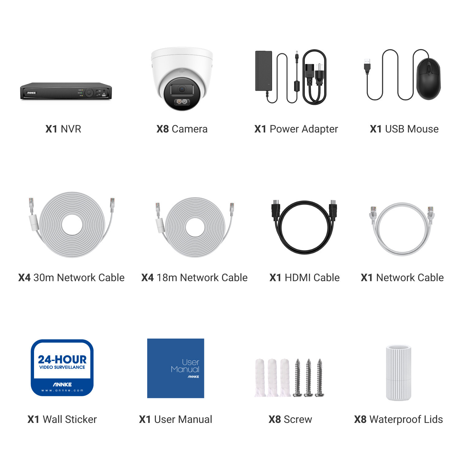 ANNKE 8CH 12MP NVR POE 5MP Color Night Vision Security Camera System Outdoor AI