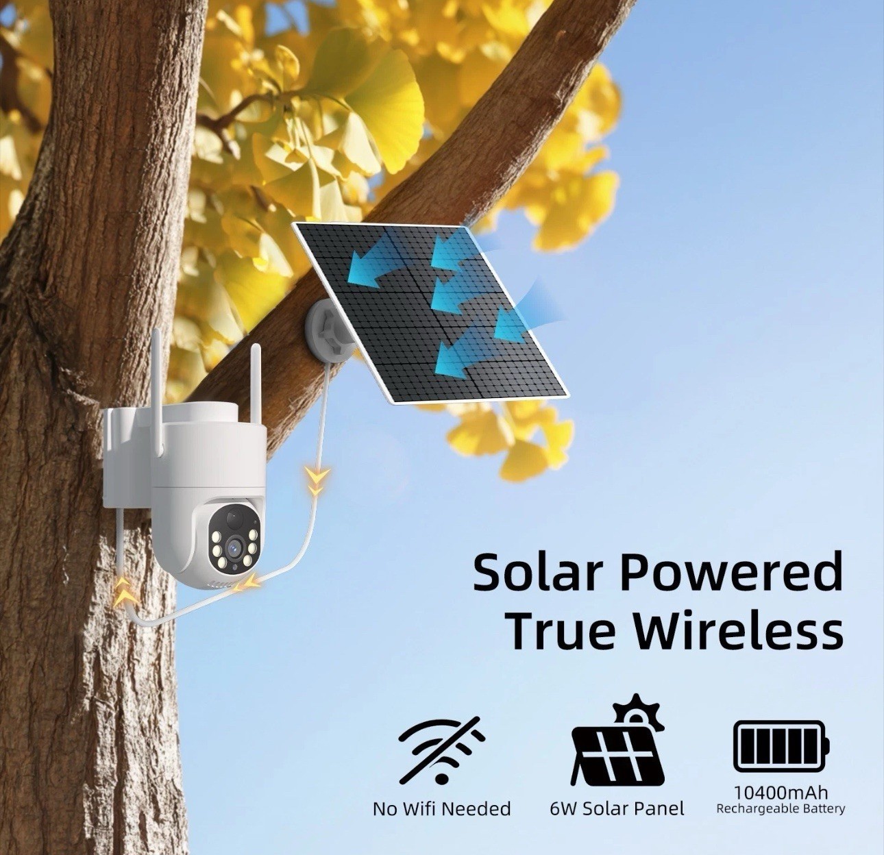 4G LTE Cellular Solar Security Camera Wireless Outdoor Built-in SIM Card 2PACK