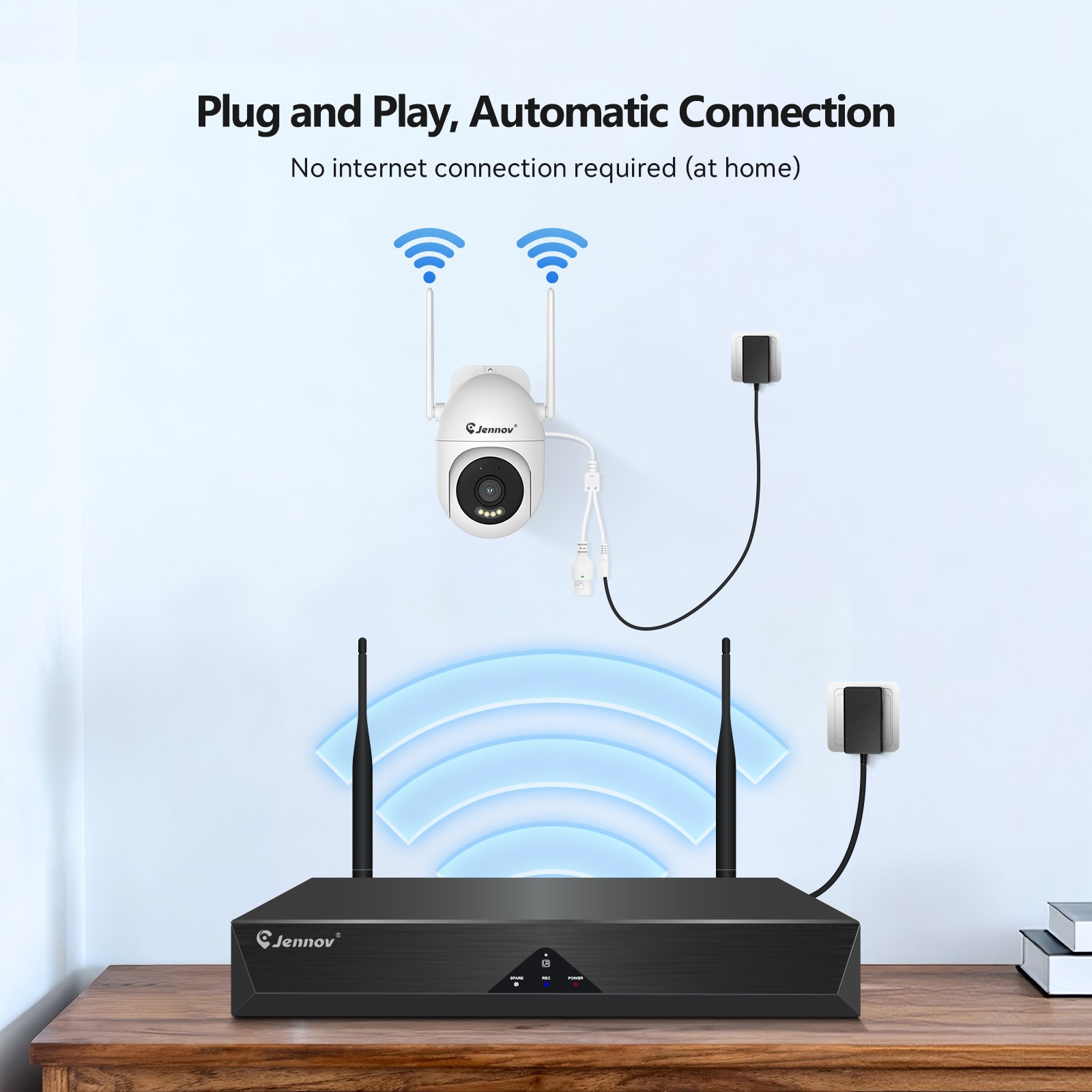 JENNOV Wireless CCTV Security Camera 10CH 5MP NVR WiFi IP System 2-Way Audio