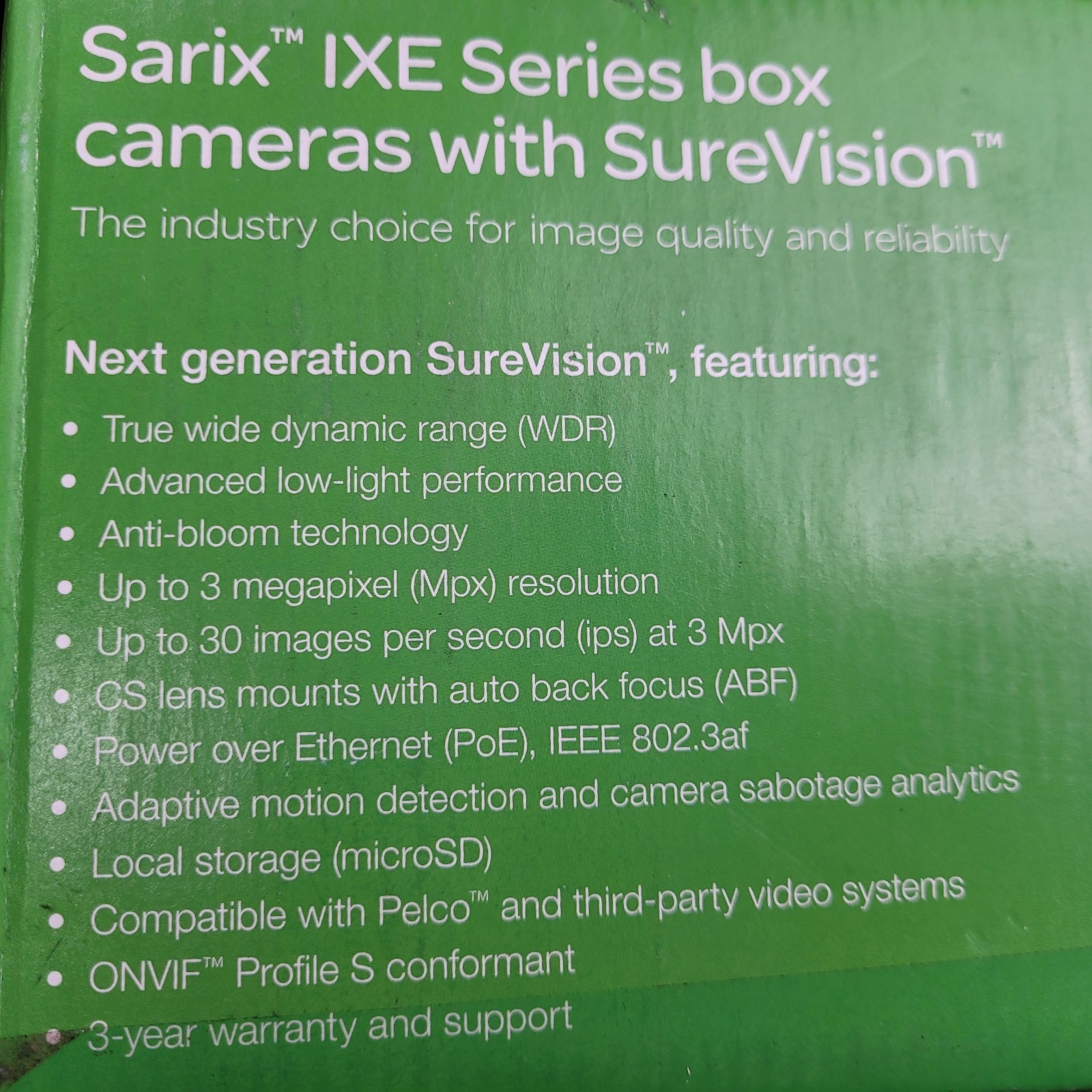Pelco Sarix IXE Series Box Camera w/SureVision IP SRX E CAM 1MP Ver 2.1/2.0 NEW