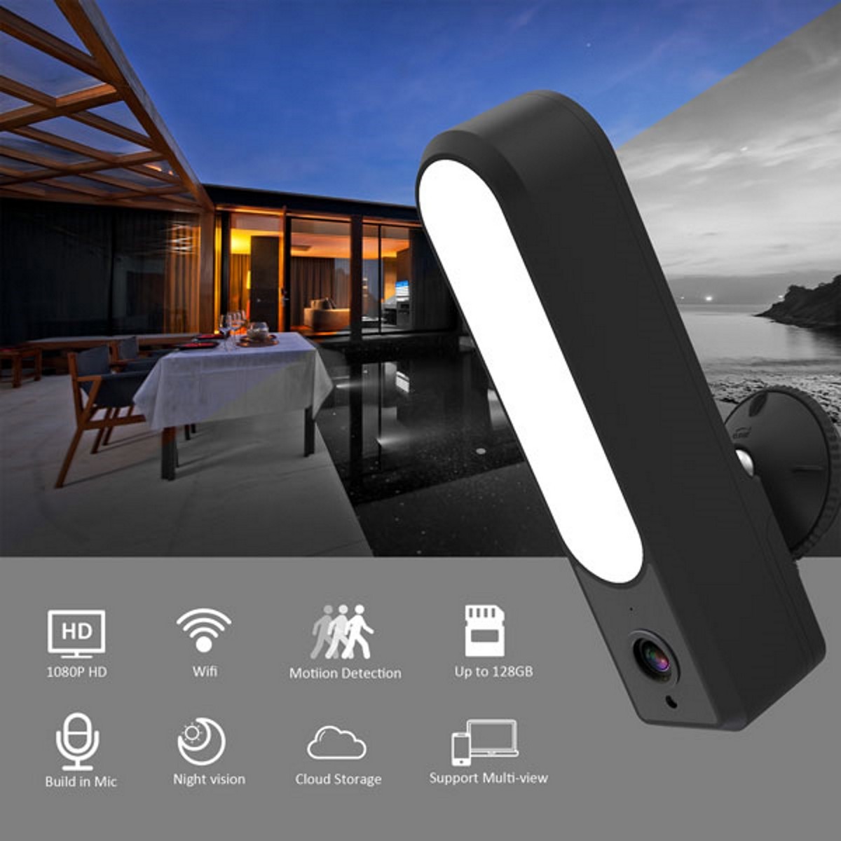Full HD Wi-Fi IP Camera With Night Vision IR Lamp + 21 White Light LED ONVIF