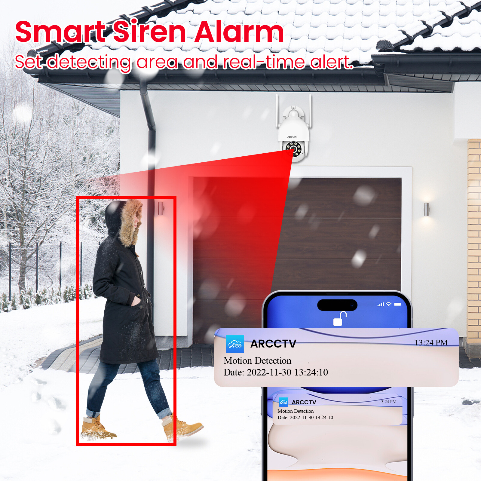 ANRAN 5MP Wireless WiFi Light Bulb Camera Home Indoor 360° PTZ Panoramic CCTV