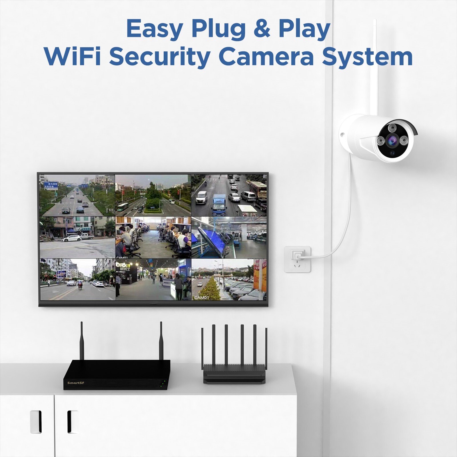 5MP Wireless Security Camera System, 10 Channel 2.5K WiFi NVR +6Pcs 3MP IP Cam