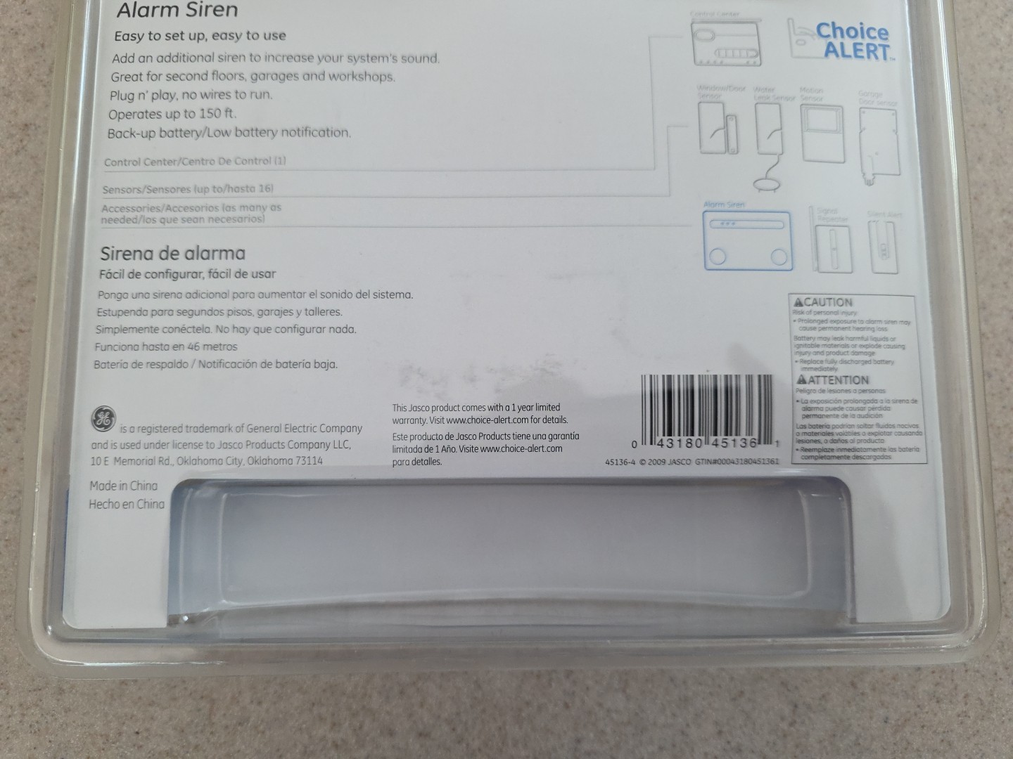 GE Choice Alert Wireless Alarm Siren 45136 New Sealed NIB Add-on 130dB