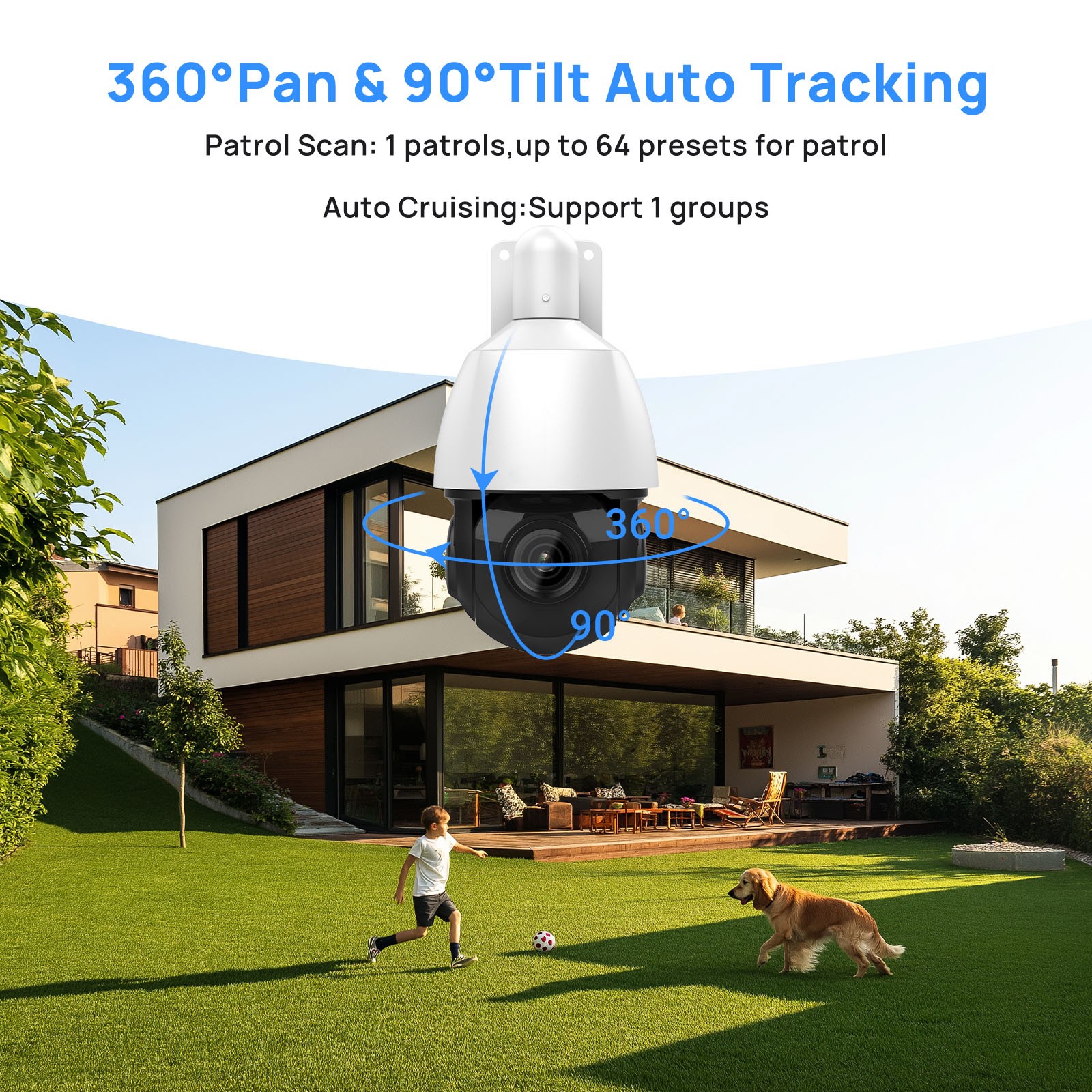 VIKYLIN 8CH 8POE NVR 40×ZOOM 360° IR100M 8MP PTZ Camera System Auto Tracking Lot