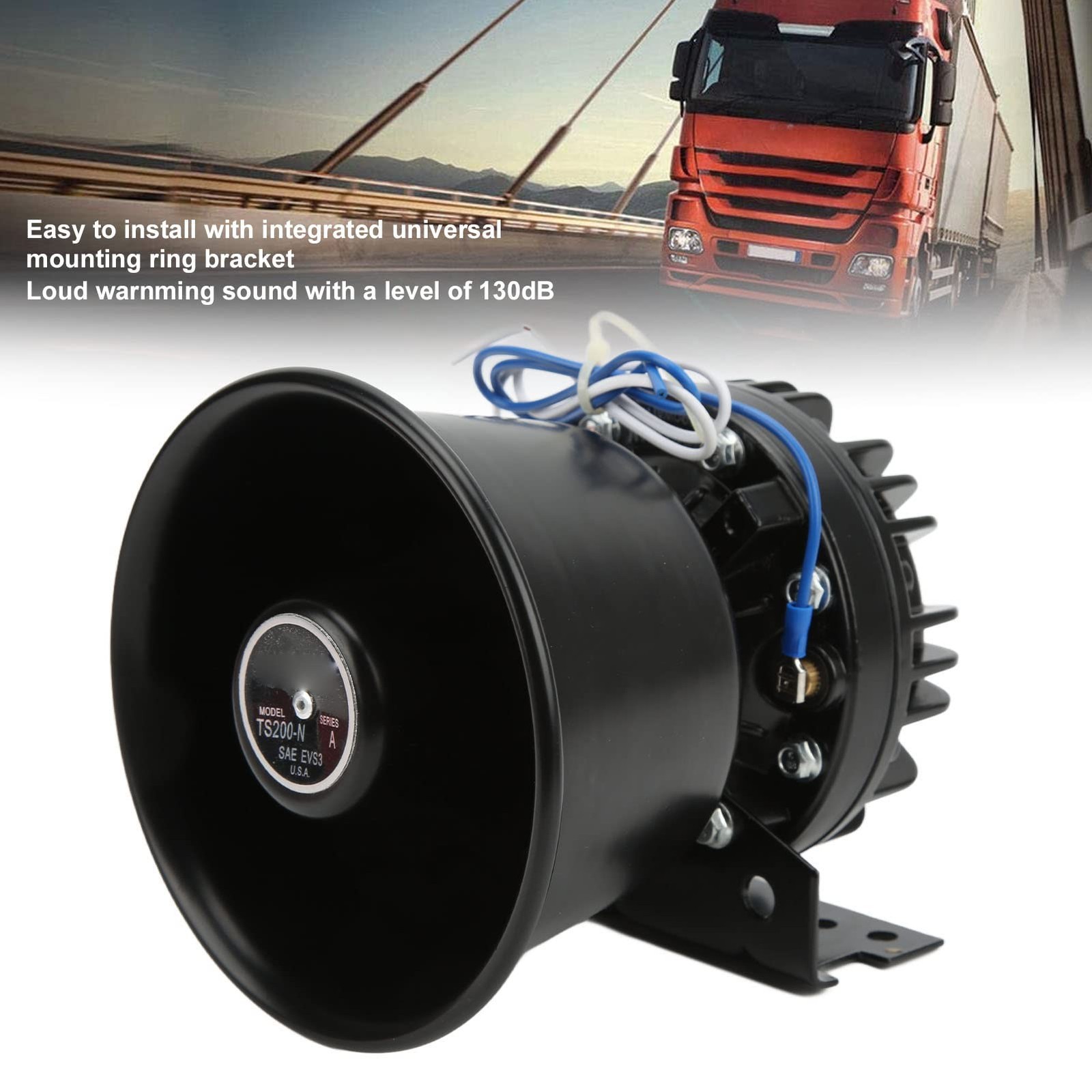 Car Siren Horn, Car Warning Alarm, Car Police Siren, Metal Black Round Cone S…