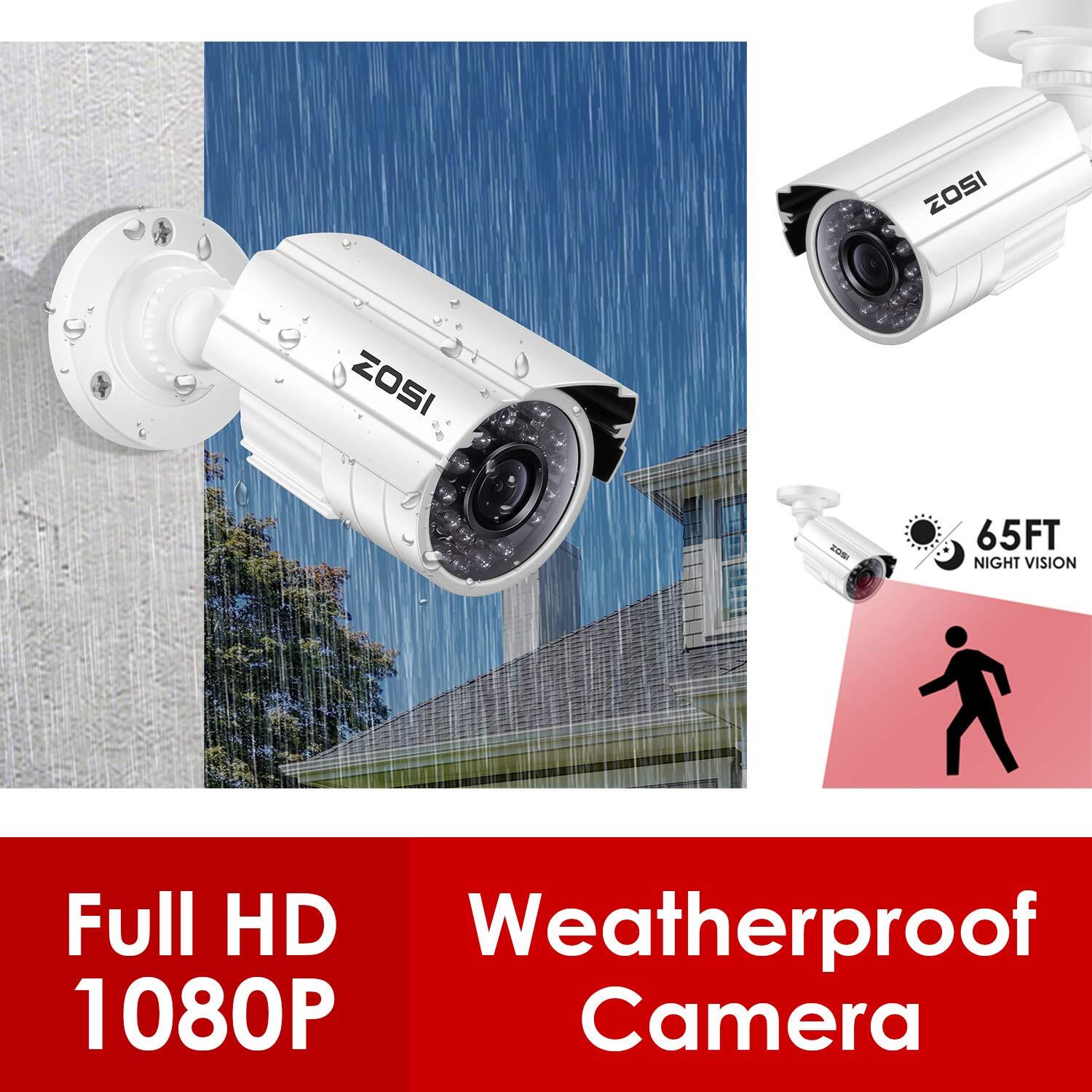 ZOSI 8CH 1080P Outdoor CCTV Security Camera System 5MP Lite DVR IR Night Vision