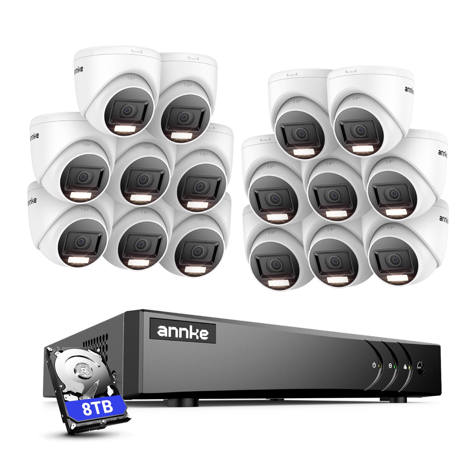 ANNKE 16CH 5MP Lite DVR 1080P CCTV Security Camera System AI Color Night Vision