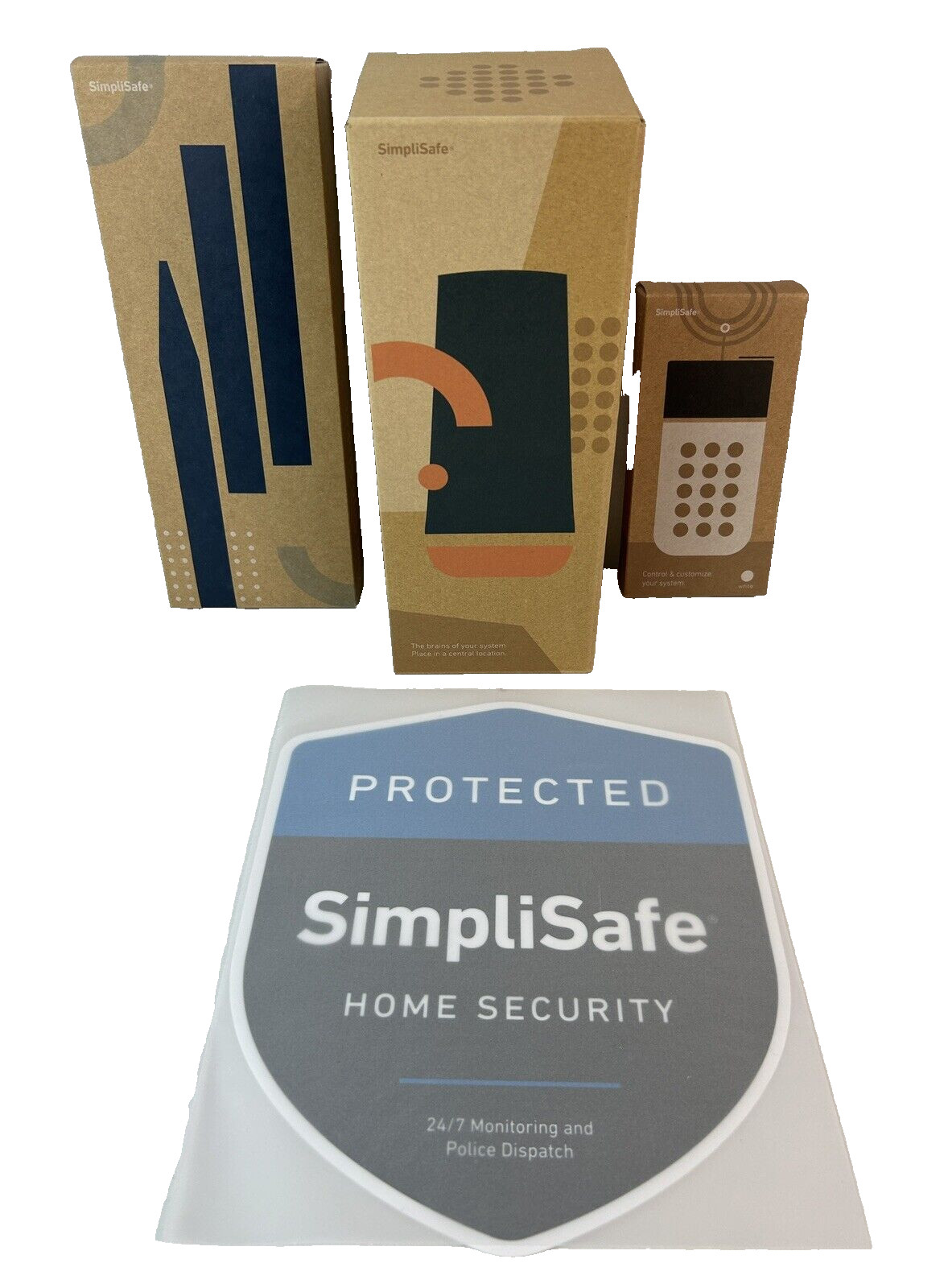 NEW SimpliSafe Base Station BS3W w/ Power Adapter & KP3W Keypad, Sign & Stakes