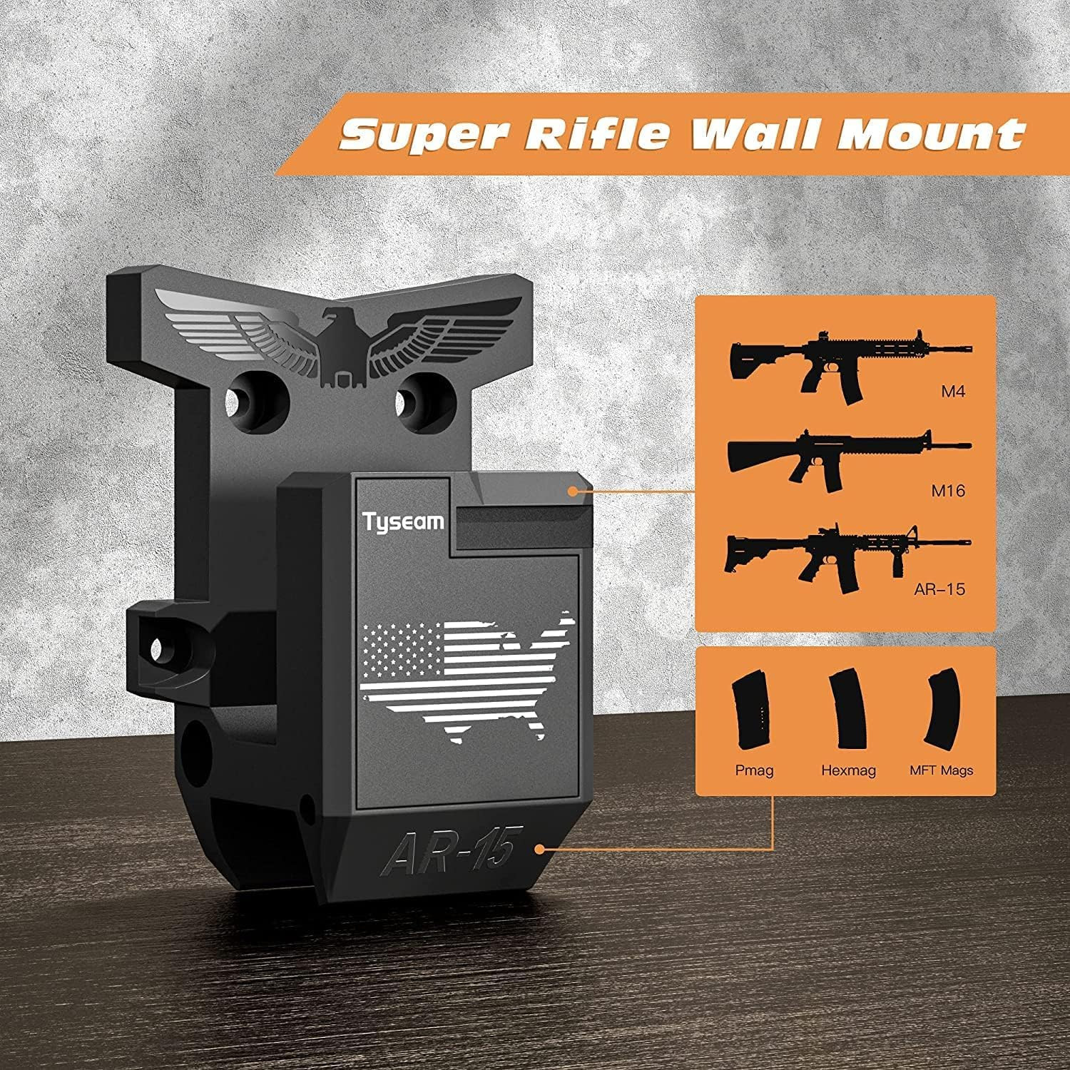 Secure & Stylish Rifle Gun Rack Vertical/Horizontal Wall Mount for 223/5.56 Qu