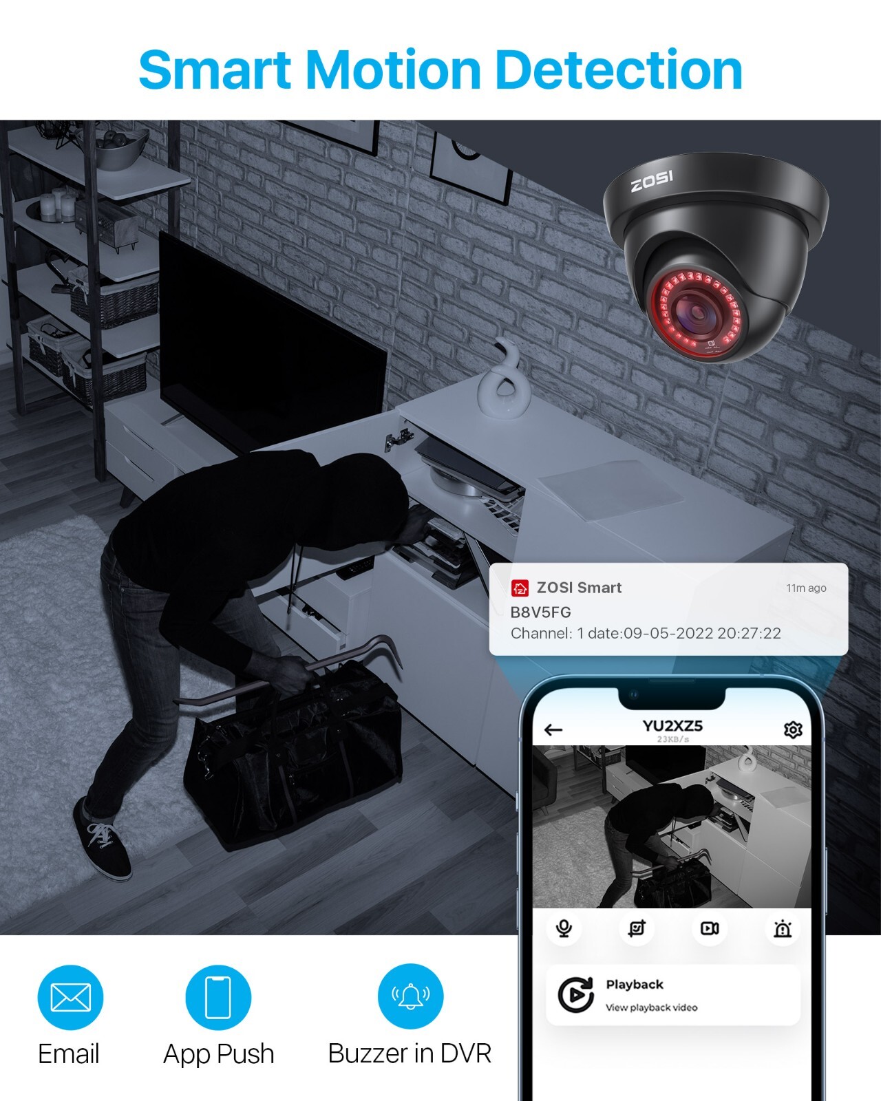 ZOSI 1080P Full HD CCTV 8pcs Security Cameras De Seguridad System H.265+DVR 1TB