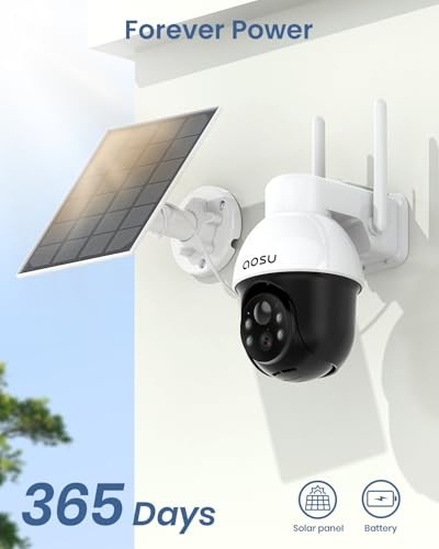 Solar Security Camera Wireless Outdoor with Panoramic PTZ, Human Auto Modern