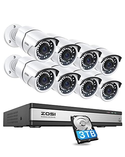 16CH 5MP PoE Security Cameras System,4K 16-Channel H.265 NVR 16CH+8Cam+3TB
