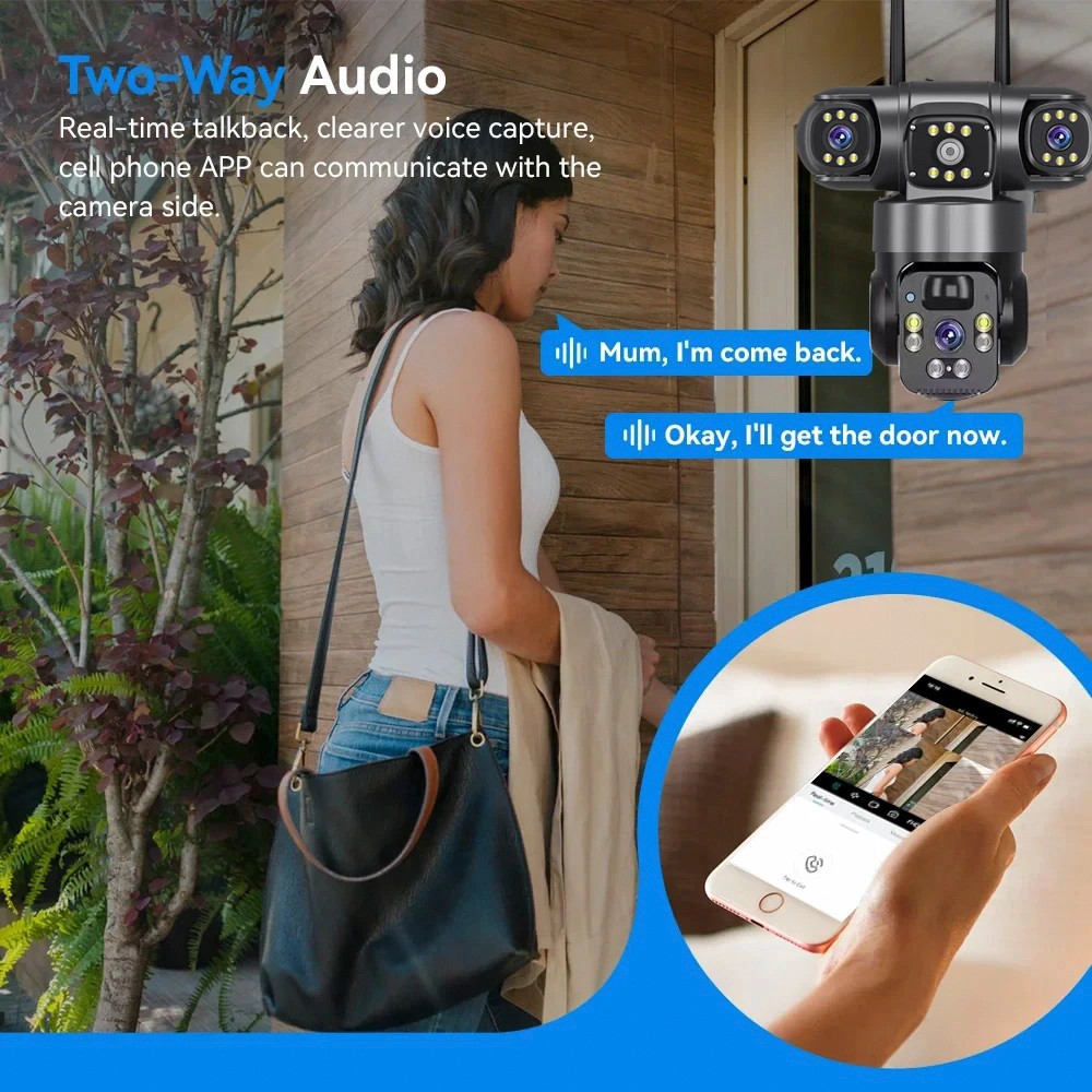 12MP Camara De Seguridad Solar Inalambricas Para Exterior Con Vision Nocturna US