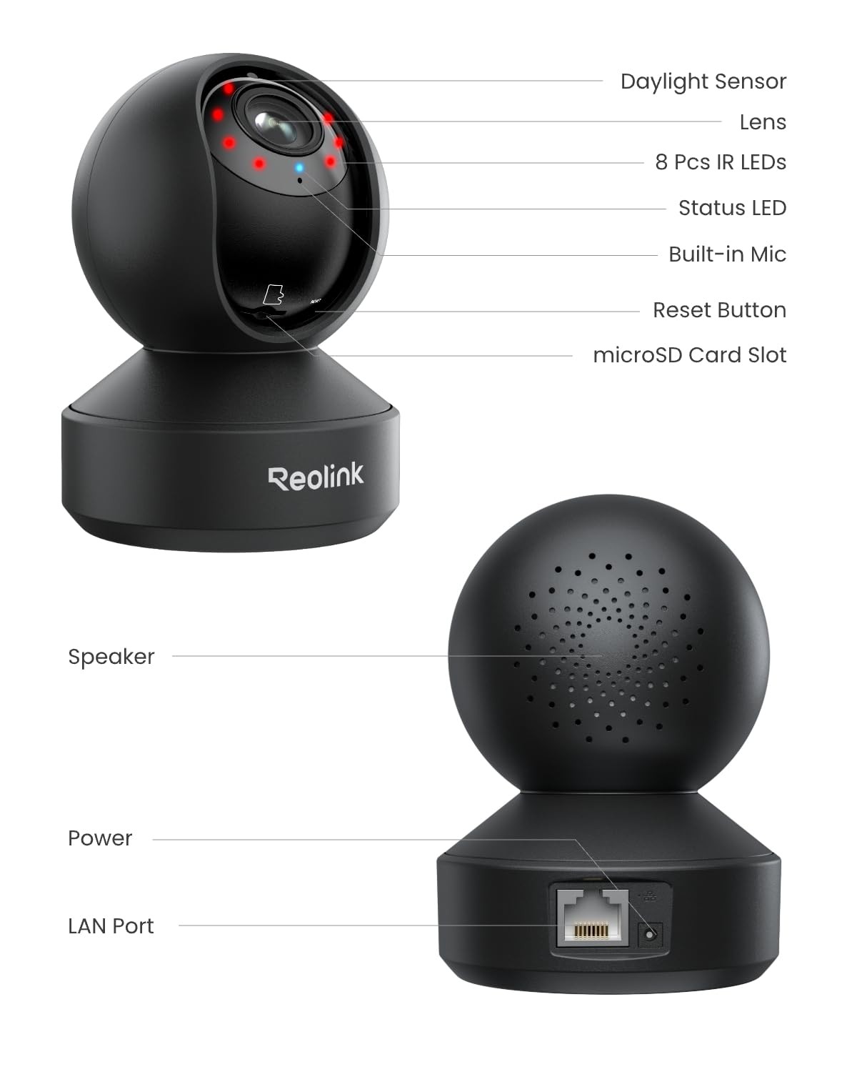 REOLINK 4K Pan Tilt Indoor Camera, 3X Optical Zoom, Dual-Band WiFi 6 Black