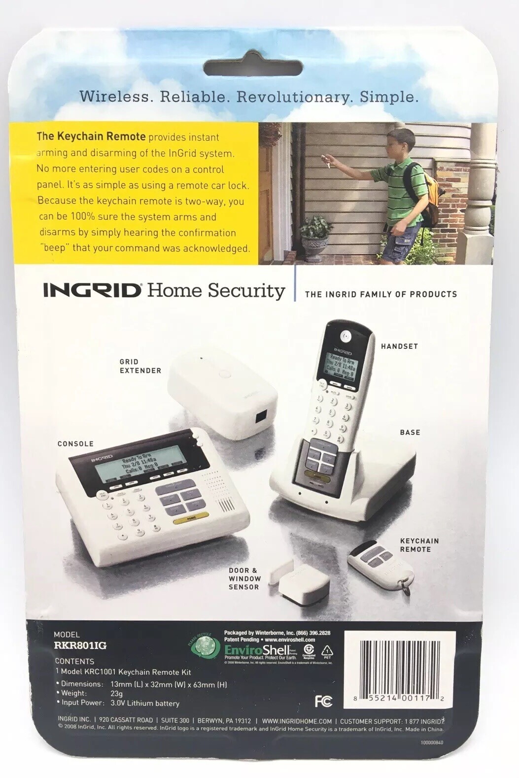 InGrid RKR801IG Home Security Keychain Remote New Sealed it/530