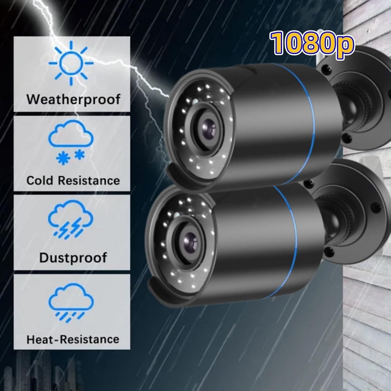 3000TVL Home Security System: 4 Wired 5MP Cameras with Night Vision & AI Dete…