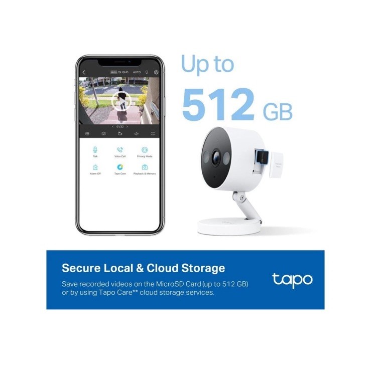 TP-Link Tapo 2K QHD Security Camera, Indoor/Outdoor, Color Night Vision, Free Pe
