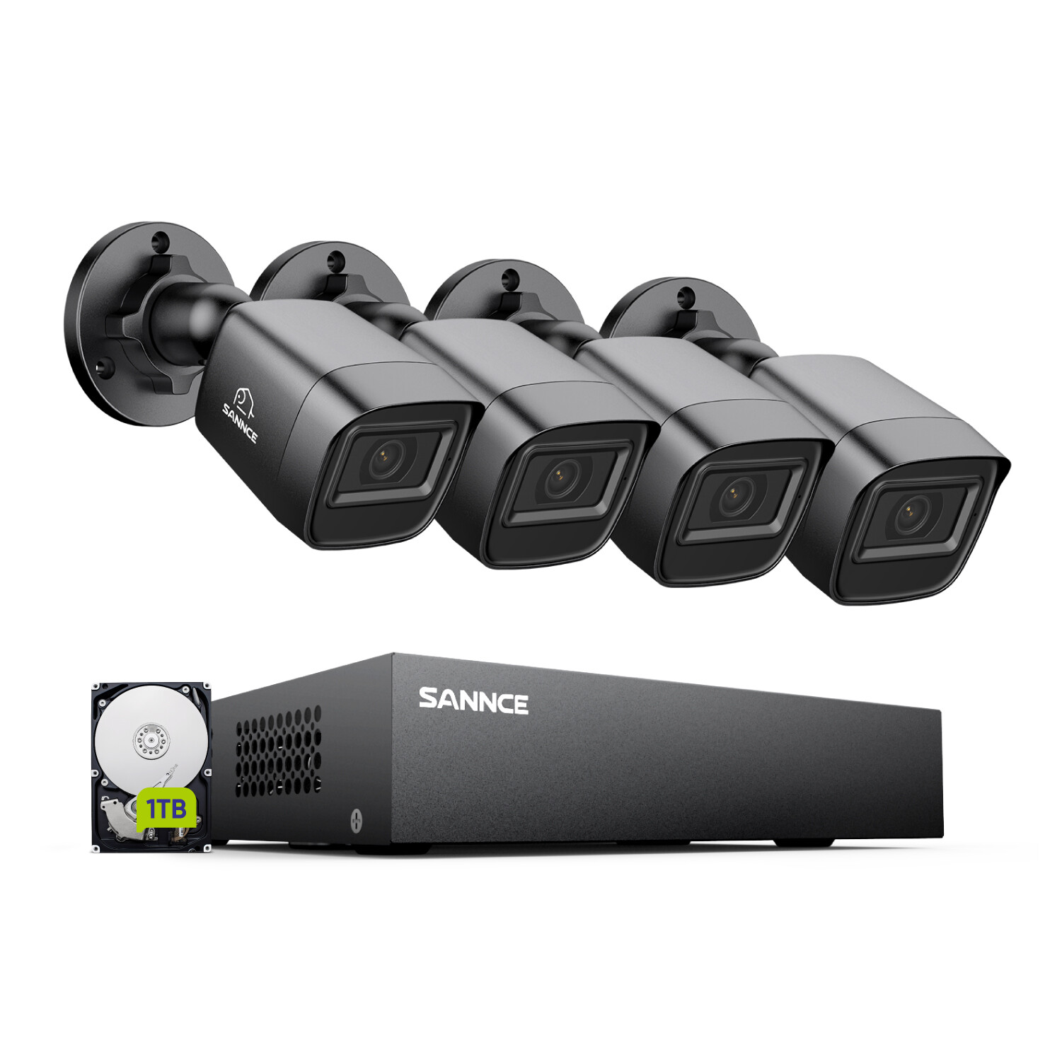 SANNCE 8CH 1080P Lite 5IN1 DVR Outdoor 2MP Security Camera System AI Detection